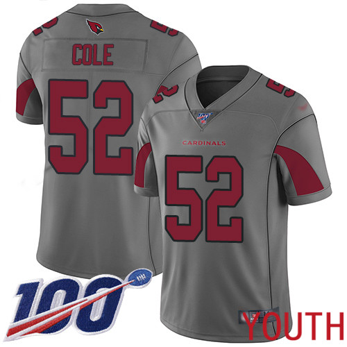 Arizona Cardinals Limited Silver Youth Mason Cole Jersey NFL Football 52 100th Season Inverted Legend